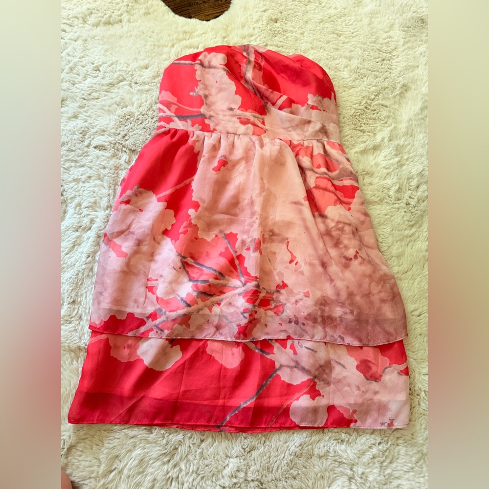 Floral Pink cherry blossom strapless dress.  Womens 6.  The Limited.